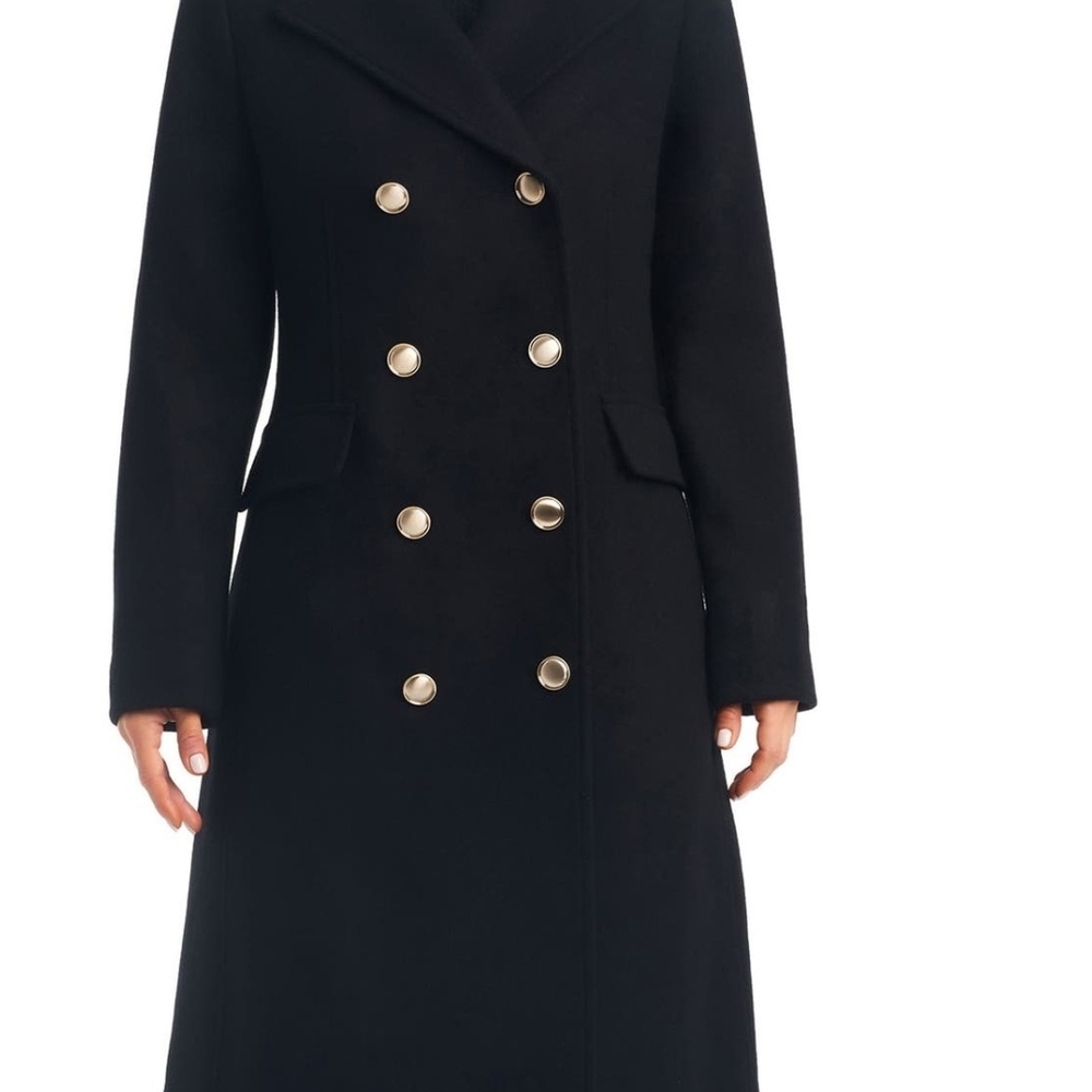 Vince Camuto Black Double-Breasted Pea Coat